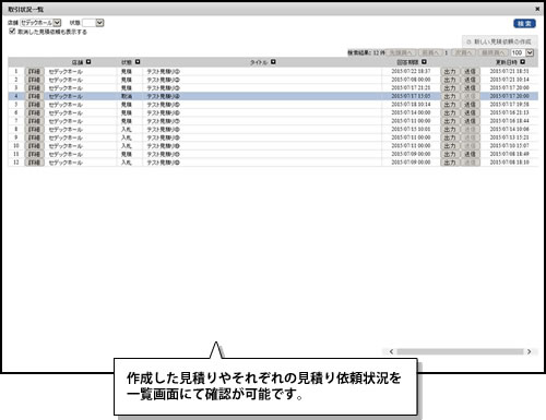 取引状況を一覧で確認